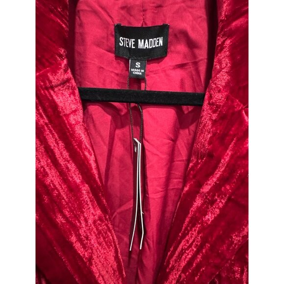 Steve Madden Imaan Crushed Velvet Boyfriend Blazer SMALL - Picture 3 of 10
